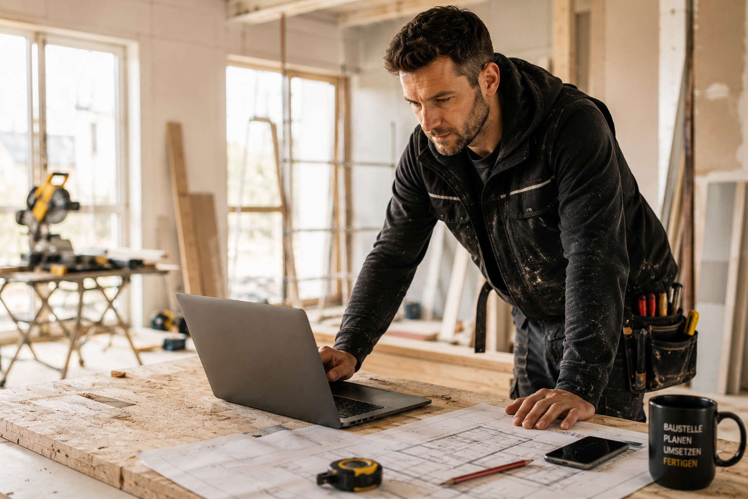 Handwerker mit Laptop